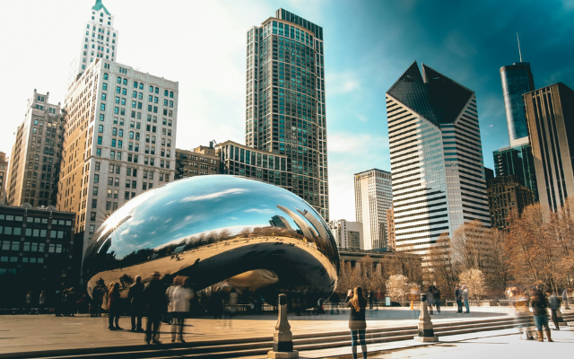 Chicago's famous Cloud Gate sculpture also known as The Bean